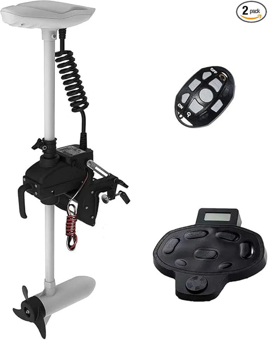 Zichen Haswing White 12V 55LBS 26inch Transom Trolling Motor with Wireless Remote, Foot Control for Inflatable Pontoon Boat, Dinghy Kayak Fishing, One Person Boat Fishing in Saltwater and Freshwater