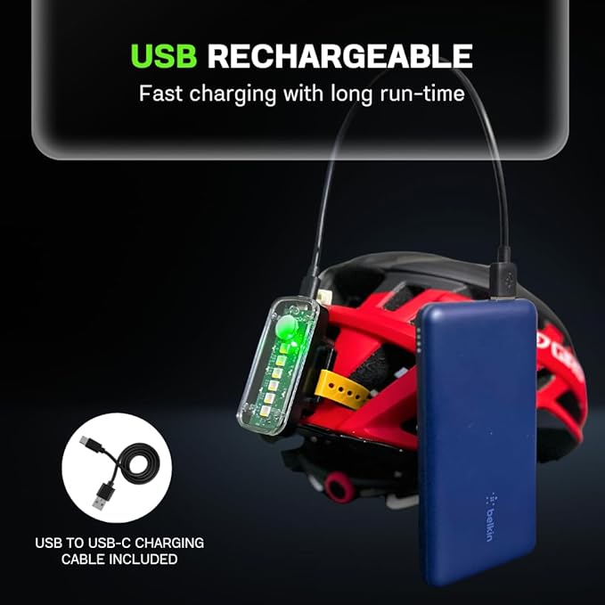 SpectraFLUX™ Ultra-Bright Color-Changing Safety Light/Bike Taillight, Seatpost or Helmet Mounting, USB Rechargeable (250 Lumens, 12 Modes)