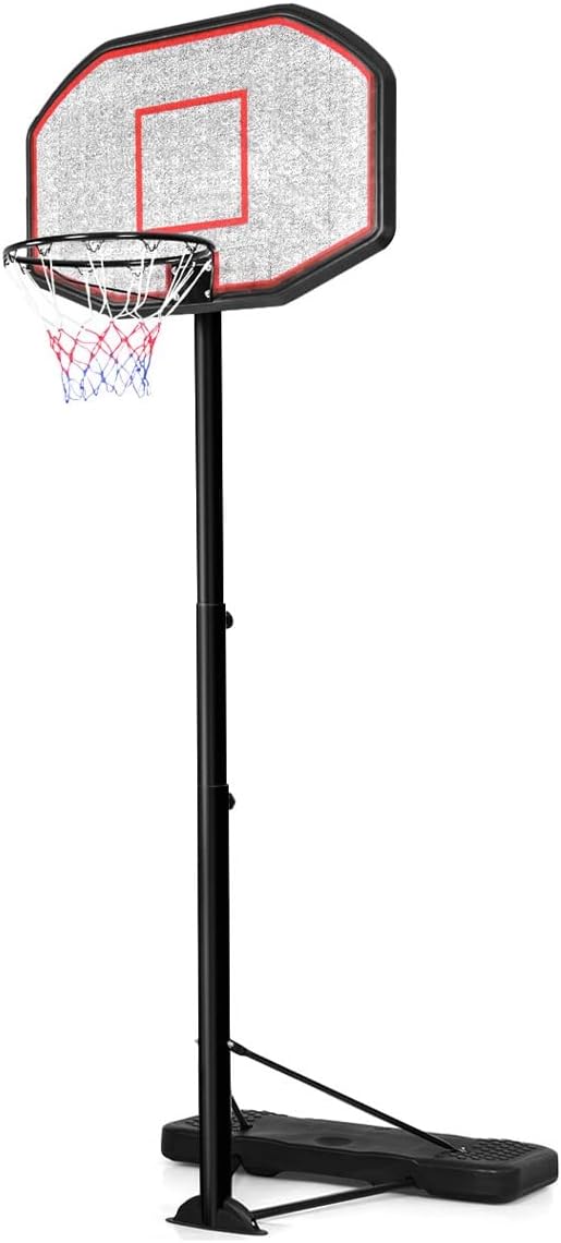 GYMAX Portable Basketball Hoop, 6.5-10FT Height Adjustable Basketball System with Wheels & 43" Backboard for Youth Kids Family Indoor/Outdoor