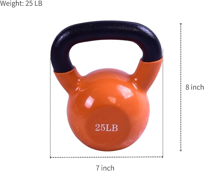 Vinyl Coated Kettlebell - Choose 20, 25, 30, 35, 40, 45 Lbs - Durable, Non-Slip Grip for Home Gym, CrossFit, Strength Training