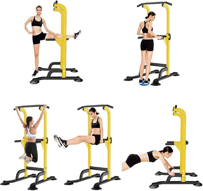 SogesHome Power Tower Pull Up Bar and Dip Station Adjustable Height Dip Stand Multi-Functional Strength Training Fitness Workout Station