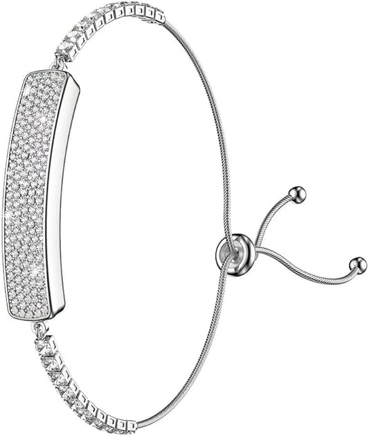 Smart Bracelet for Women 5ATM Waterproof Fitness Tracker with Heart Rate/Blood Oxygen/HRV/Sleep Monitor/Female Menstrual Cycle Activity Tracking Fashion Diamond Bracelet with 2 Bands