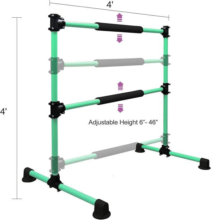 Wesky Double Ballet Barre Portable 4FT Adjustable Freestanding Ballet Barre Fitness Stretching Dancing Bar for Home Studio Adult and Kids