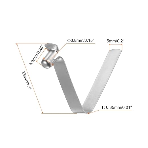 HARFINGTON 30pcs Single Button Kayak Paddle Snap Spring Clip 3.8x6.6x28mm 65Mn Spring Steel V-Shaped Hollow Lift Telescopic Locking Tube Pole Clips for Tent Umbrella Camping