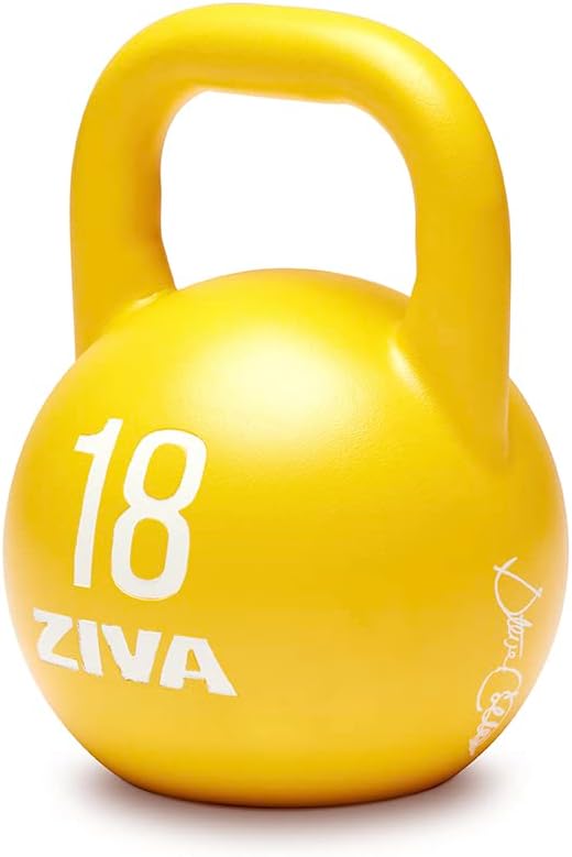 ZIVA Steve Cotter Signature Steel Competition Kettlebells - Hard-Wearing Crack-Resistant Powder Surface Coating, 34mm Steel Handle with Non-Slip Super Textured Powder Coating Grip - Avail 6kg - 32kg