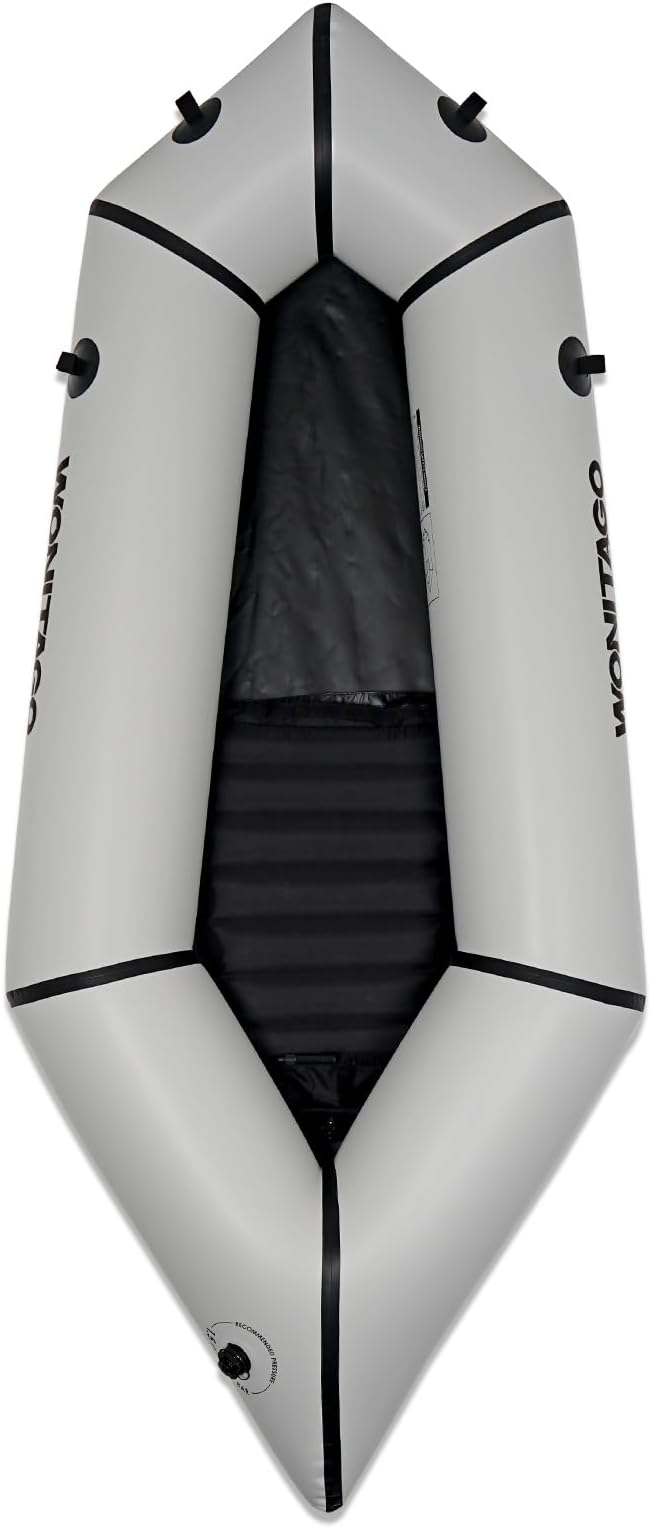 Packraft TPU Inflatable Travel Kayak with Soft Seat Lightweight Packrafts for Flat Water Rafting/Bicycle Drifting/Litewater Dinghy, 1 Person