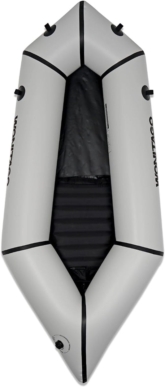 Packraft TPU Inflatable Travel Kayak with Soft Seat Lightweight Packrafts for Flat Water Rafting/Bicycle Drifting/Litewater Dinghy, 1 Person