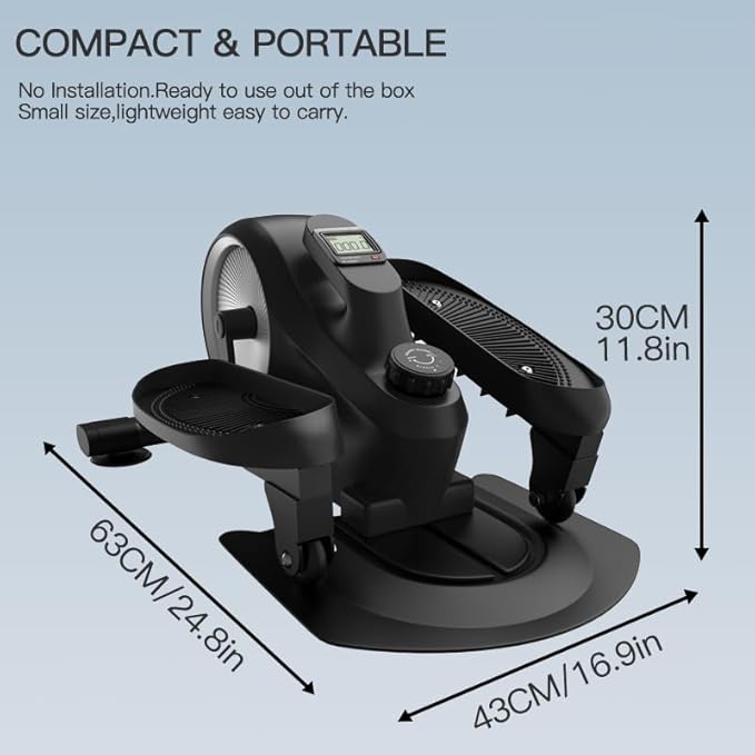 Under Desk Mini Elliptical Electric Leg Exerciser While Sitting for Seniors Elderly, Portable Seated Motorized Foot Bike Pedal Exerciser, Small Compact Elliptical Machine with Resistance Home Fitness