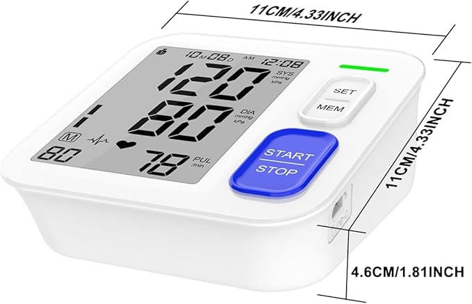 Blood Pressure Monitor Upper Arm Monitors for Home Use, Automatic Accurate BP Machine with 9"-17" Adjustable Cuff, 4" LCD Screen Home Hypertension Detector, 2 x 90 Memory & HR Detection, Storage Bag