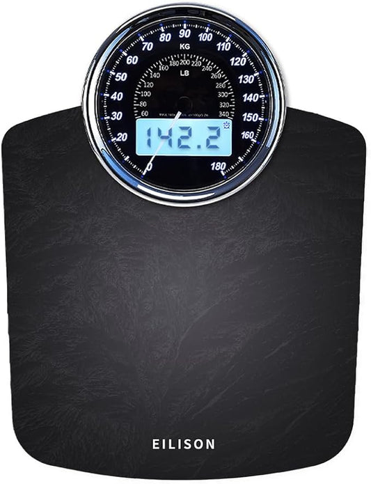 EILISON Highly Advance 2-in-1 Digital & Analog Weighing Scale for Body Weight-400lbs, 4 High Precison GX Sensor Accurate, Thick Tempered Glass, Extra Large Display (red) (New Black)