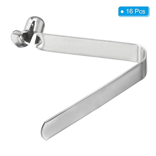 PATIKIL 10.5x7.5mm Kayak Paddle Snaps, 16 Pack Tent Pole Clips Steel V Shaped Single Pin Push Button Spring Clips Lock Tube Pole Clips for Camping Awning