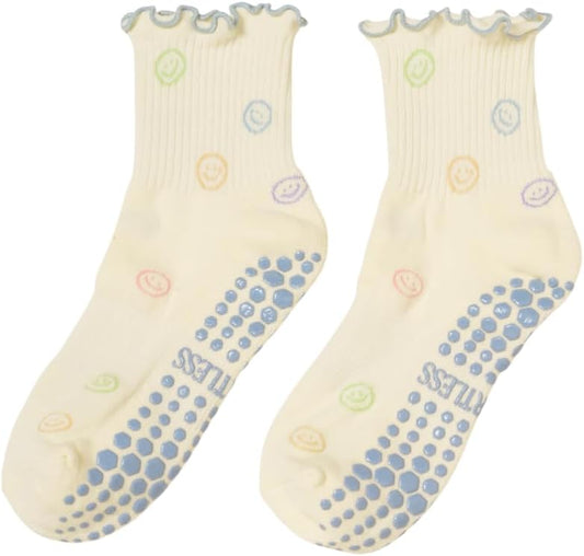 Crew Half Calf Grip Socks, Cutest Fruits Pilates Socks, Ruffle socks, Non-Slip, Barre Yoga Fitness