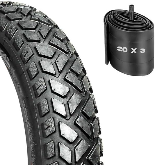 Allscape 20x3 Fat Bike Tires – Heavy Duty 20 Inch Fat Tire for MTB & EBikes, Durable All-Terrain Directional 2X Thicker Than Stock Tires – 1 Pack – USA Customer Support