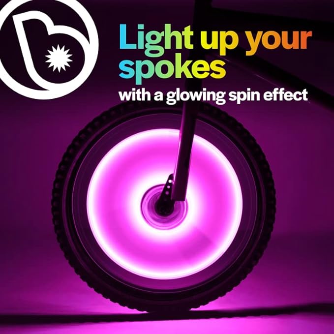 Brightz SpinBrightz LED Bike Spoke Lights for 1 Wheel - 3 Cool Solid Color & Modes - Ride with 100% Ultimate Style and Safety! Easy Clip-On Design - Turn Every Ride into a Dazzling Night Adventure