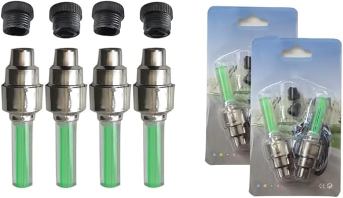 4X LED Bike Wheel Lights, Bike Spoke Lights Waterproof Bright Bicycle Light Strip Cycling, Ultimate Safety & Style (Green)