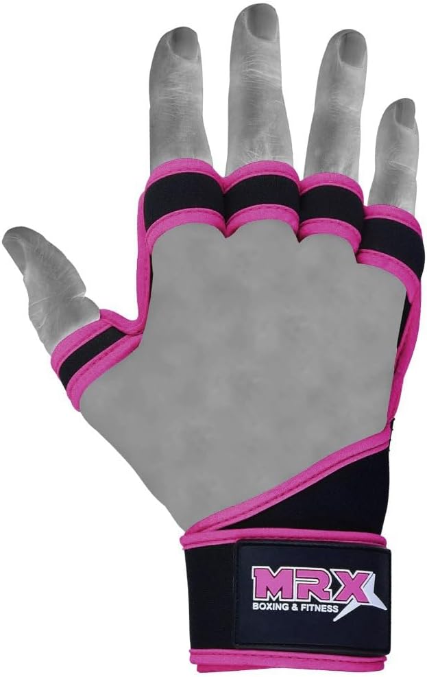 MRX BOXING & FITNESS Workout Gloves for Men and Women Ventilated Weight Lifting Gloves with Wrist Wraps Sticky Palm Protection with Extra Grip Gym Gloves for Exercise Pull Ups, Cross Training