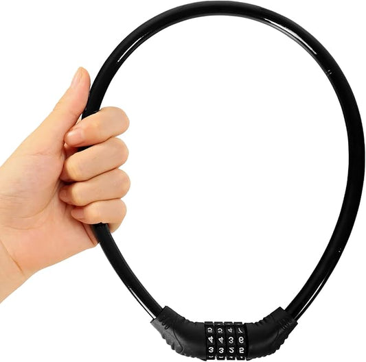 Bike Lock Cable, Bicycle Lock, Bike Locks Heavy Duty Anti Theft, Combination Cable Lock for Outdoor Equipment, Black (1Ps, 2Ft, Reset Combo)
