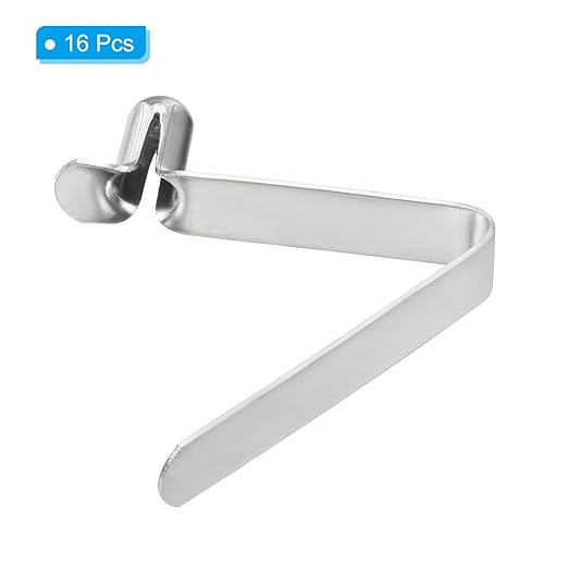 PATIKIL 8.5x5mm Kayak Paddle Snaps, 16 Pack Tent Pole Clips Steel V Shaped Single Pin Push Button Spring Clips Lock Tube Pole Clips for Camping Awning