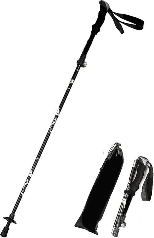 Lightweight Aluminum Collapsible Trekking Pole, Adjustable 7075 Walking Stick for Hiking, Travel & Outdoor Adventures, Quick-Lock Foldable Design for Men and Women