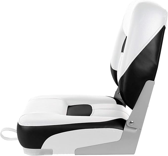 Two Tone Low Back Folding Boat Seat,White/Black