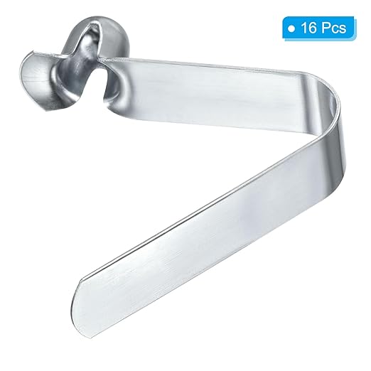 PATIKIL 9x8mm Kayak Paddle Snaps, 16 Pack Tent Pole Clips Steel V Shaped Single Pin Push Button Spring Clips Lock Tube Pole Clips for Camping Awning