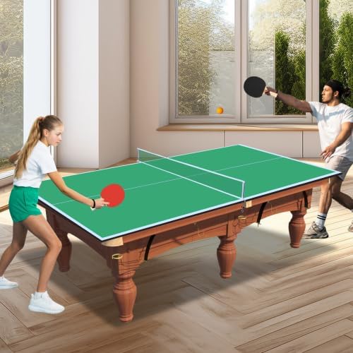 7/8/9ft Mid-Size Ping Pong Conversion Top with Net Set for Billiard and Pool Tables - Regulation Top Converts Billiards into Ping Pong Table Blue/Green/Black