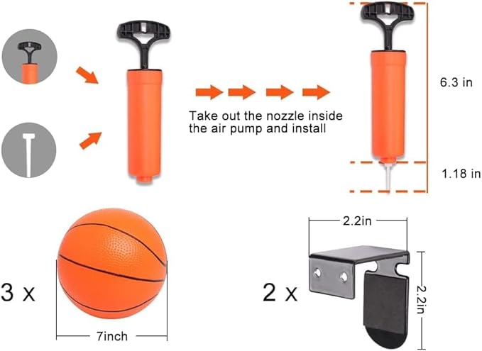Large Indoor Mini Basketball Hoop Set for Kids and Adult 24 X 16 Inch Board Family Games for Home and Office Door & Wall with 3 Balls and Complete Accessories, Basketball Toy Gift for Boys Girls Teens