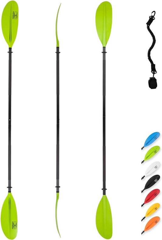 OCEANBROAD Kayak Paddle 86in/218cm, 90.5in/230cm, 95in/241cm Alloy Shaft Kayaking Boating Canoeing Oar with Paddle Leash