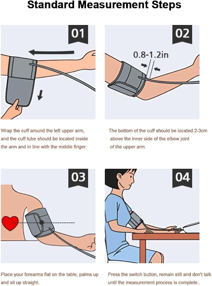 Blood Pressure Monitors, Bp Monitor - Blood Pressure Machine Large Cuff Blood Pressure Monitor Upper Arm Cuff 8.7''-17.3'', Large Screen, 2 Users Total 198 Memories