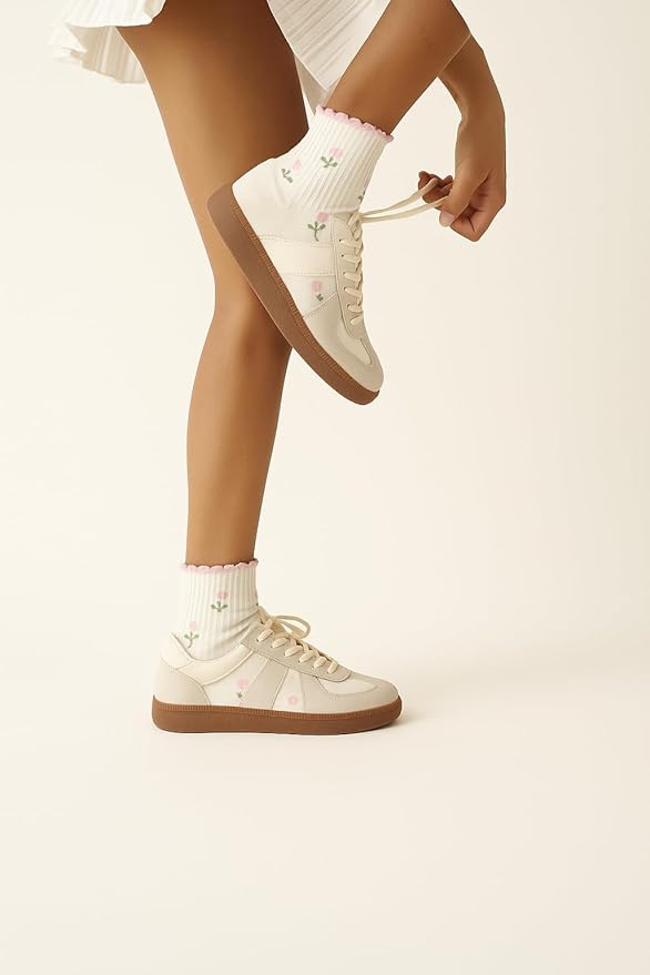 Crew Half Calf Grip Socks, Cutest Fruits Pilates Socks, Ruffle socks, Non-Slip, Barre Yoga Fitness
