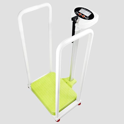 Armrest Electronic Medical Height and Weight Scale,20" L x 12" W x34 H, Up to 420lb Weight Capacity, 75” Height Measurement, LCD Display, USB Charging, Temperature Display (Fresh Green)