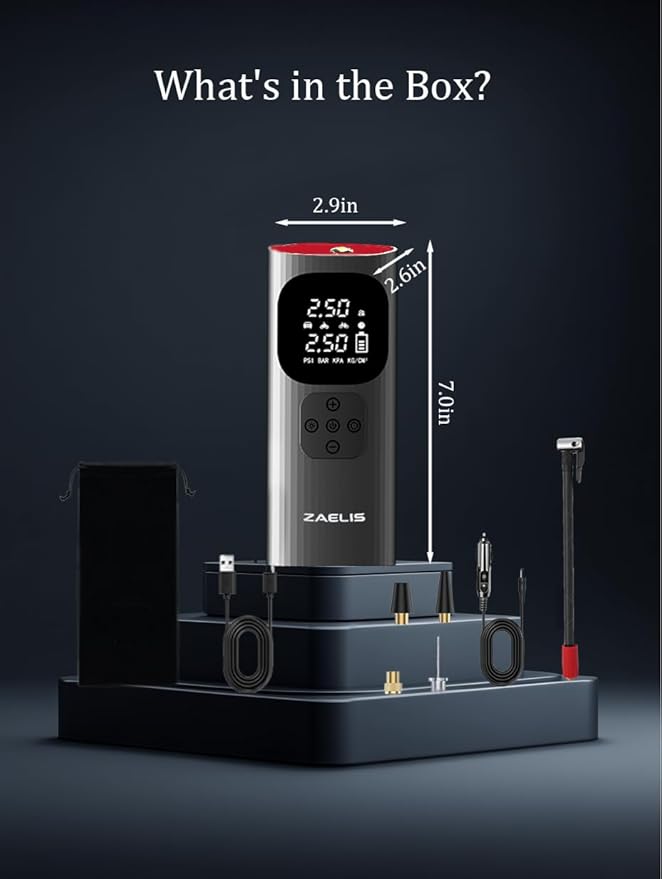 Tire Inflator Portable Air Compressor - 3X Faster 150PSI Air Pump for Car Tires, 12V DC Cordless Tire Inflator with LED Light & Digital Pressure Gauge, Electric Pump for Car, Bike, Motor, Ball