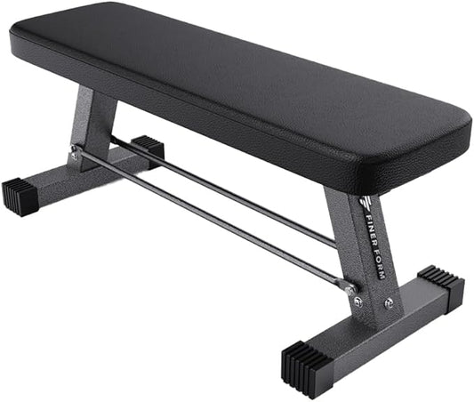 FF Finer Form Essential Flat Weight Bench for Your Home Gym – Heavy Duty Workout Bench for Bench Press, Hip Thrusts & Strength Training Exercise – Compact, Fitness Equipment for Home Use