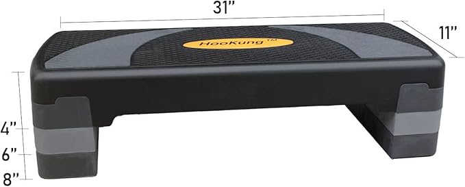 Adjustable Workout Aerobic Stepper in Fitness & Exercise Step Platform Trainer 3 settings adjustable height 4”-6”-8”