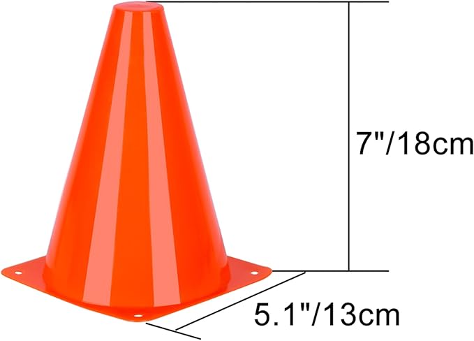 7 Inch Soccer Cones, 24 Pack Cones Sports Training Agility Field Marker Plastic Cones for Skating Basketball Football Practice Drills, Indoor Outdoor Activity Events Games Obstacle Course - 6 Colors