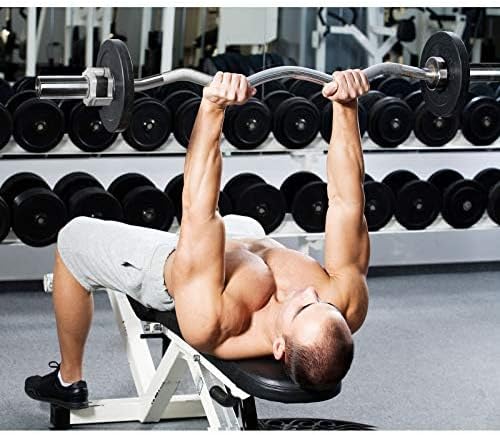 RitFit 2 Inch EZ Curl Bar with Weights, 700LBS Weight Capacity Olympic Curl Barbell for Bicep, Tricep and Weight Lifting Exercises