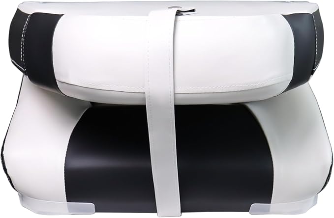 Deluxe High Back Boat Seats, Fold-Down Fishing Boat Seat 2 Pack, White and Black