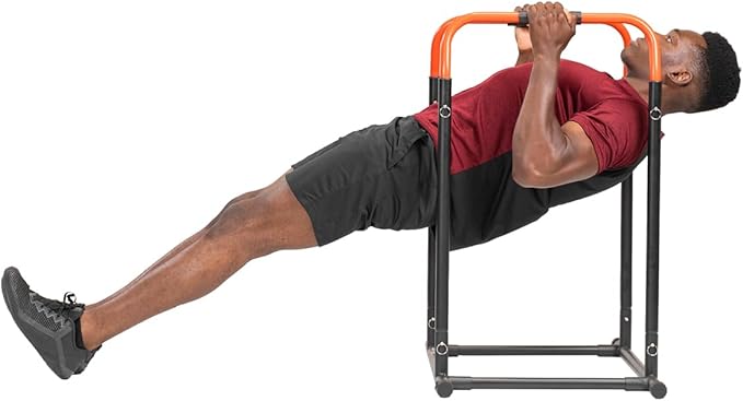 Sunny Health & Fitness Power Tower, Dip Bar, Push-Up & Pull Up Assisting Parallette Station w Optional Rock Climbing Grip Trainer