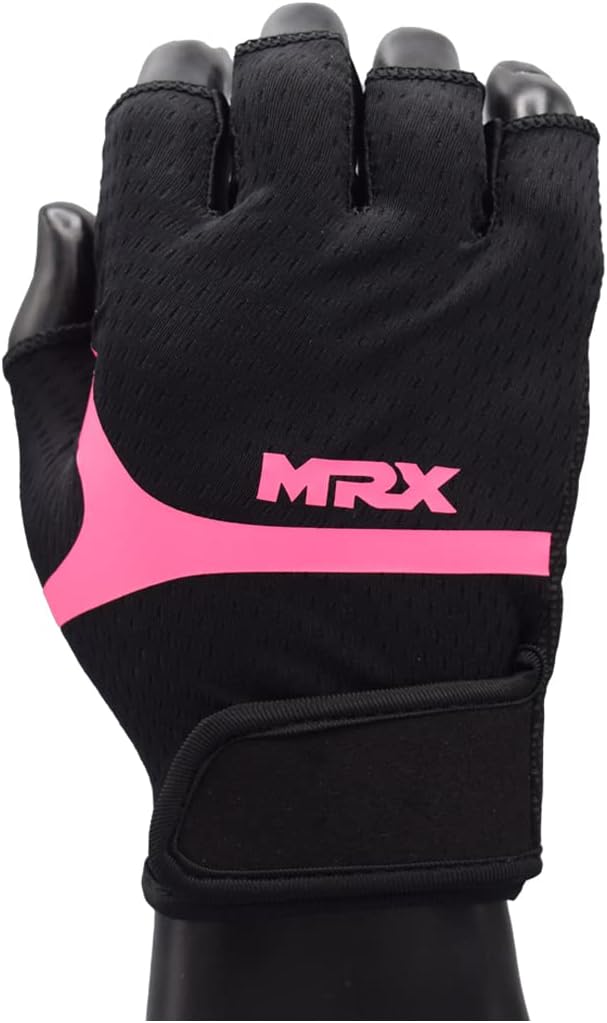 MRX Weight Lifting Gloves for Women Breathable Workout Gloves Anti Slip Padded Shock-Absorbing Extra Grip Palm Protection Half Finger Exercise Gloves for Gym, Cycling, Training, Weightlifting