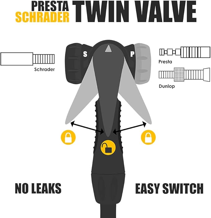 BV Bicycle Pump Durable Bike Floor Pump 17/24 inch Smart Valve Head, 160 psi, Automatically Reversible Presta and Schrader