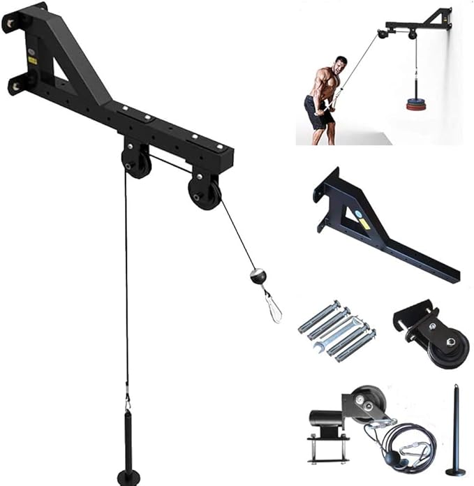 Ipanda Forearm Wrist Trainer, Tricep Workout Machine Wall-Mounted Cable Pulley System for LAT Pull Downs, Tricep Pull Downs, Forearm Home Gym Equipment