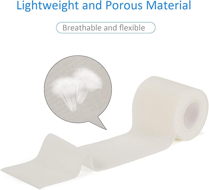 24 Pack Self Adherent Cohesive Wrap Bandages Non Woven Cohesive Bandage Elastic Self Adhesive Bandage Wrap Sports Athletic Tape First Aid Tape for Wrist Ankle Pet Vet Wrap Grip Cover 2 inch (White)