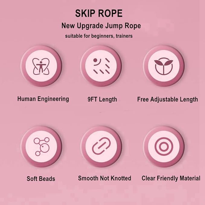 Jump Rope for Kids Soft Beaded Skipping Rope Adjustable Length Tangle Basic Jump Ropes for Fitness School Exercise Equipment for Kids,Women,Men Perfect Weight Loss 9 FT