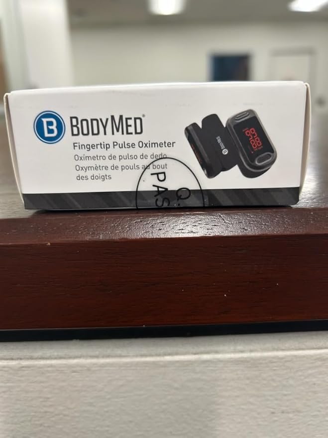 BodyMed Fingertip Pulse Oximeter Blood Oxygen Saturation Monitor with LED Display - Lightweight and Easy to Use - Lanyard and Batteries Included