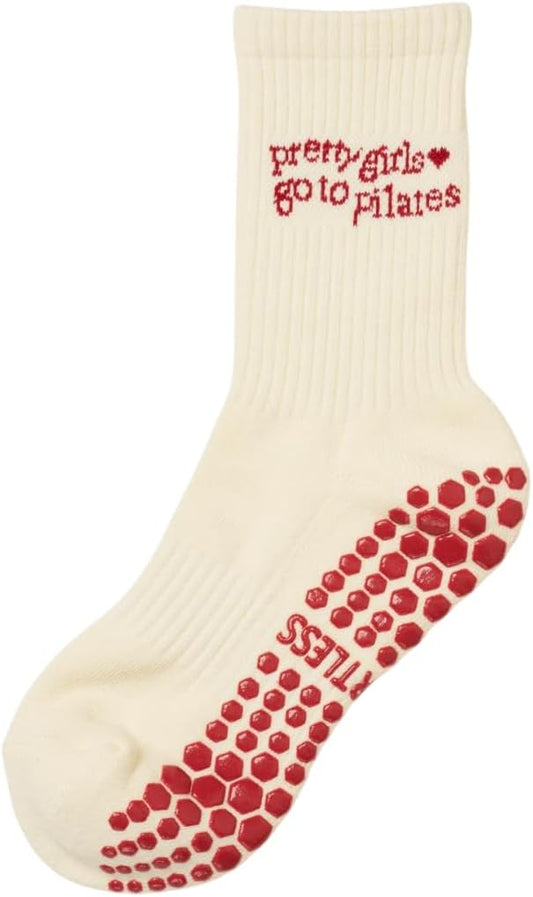 Crew Half Calf Grip Socks, Cutest Fruits Pilates Socks, Ruffle socks, Non-Slip, Barre Yoga Fitness