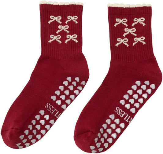 Crew Half Calf Grip Socks, Cutest Fruits Pilates Socks, Ruffle socks, Non-Slip, Barre Yoga Fitness