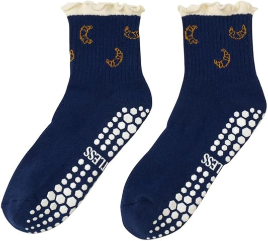 Crew Half Calf Grip Socks, Cutest Fruits Pilates Socks, Ruffle socks, Non-Slip, Barre Yoga Fitness