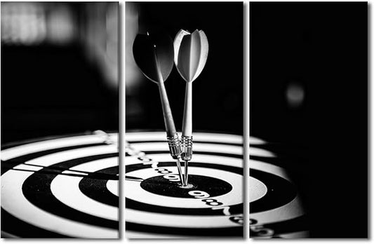 3 Panels Canvas Prints Dartboard with Darts Closeup Wall Art Modern Decor Leisure Sport Poster Inspirational Wall Art Living Room Bedroom Decoration Artwork Painting Framed Ready to Hang, 28"Wx42"H