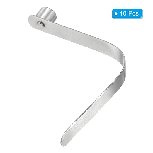 PATIKIL 8x8mm Kayak Paddle Snaps, 10 Pack Tent Pole Clips Steel V Shaped Single Pin Push Button Spring Clips Lock Tube Pole Clips for Camping Awning