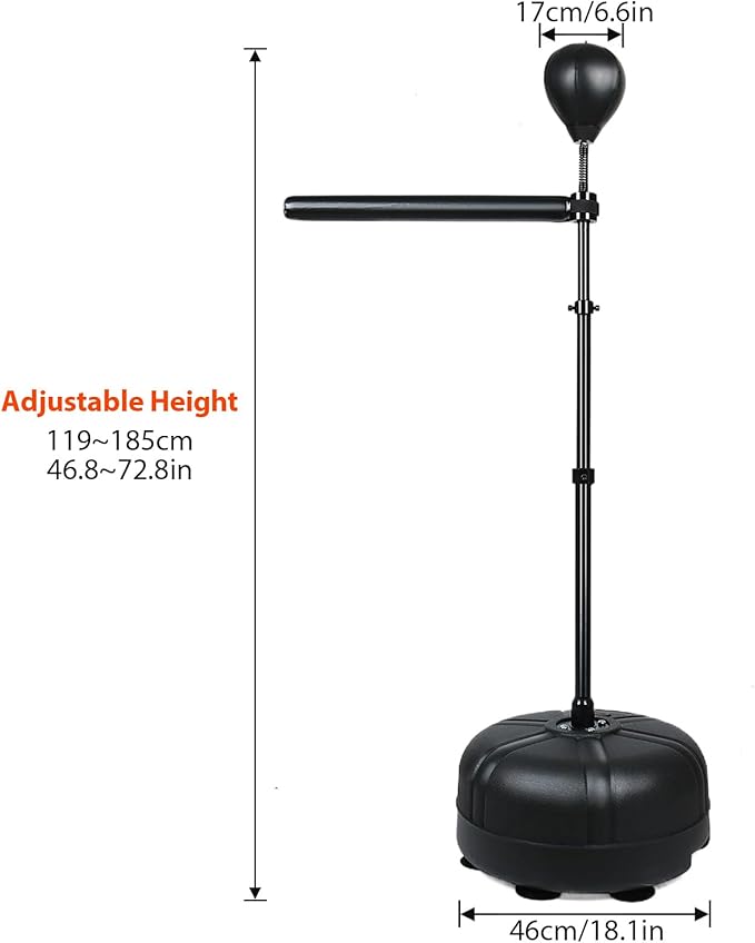 INNOLIFE Boxing Bar, Height Adjustable Boxing Spinning Bar, Boxing Bar with Punching Bag, Boxing Equipment for Teens Adults, Black